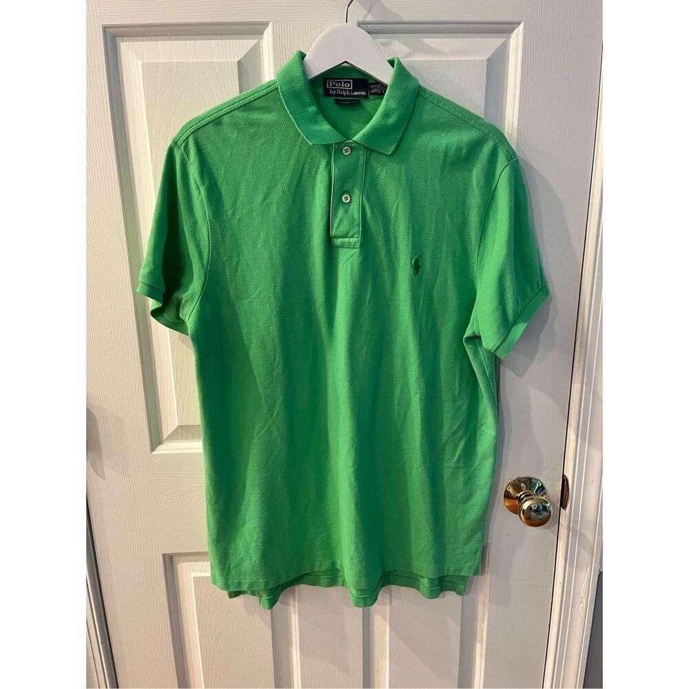 Polo Ralph Lauren Green Custom Fit Polo Shirt sz L EUC